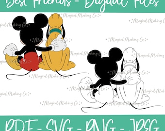 ミッキーとプルートの犬 SVG | ディズニーの漫画の仲間たち、立ち