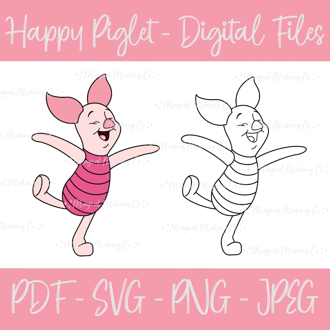 ハッピー ピグレット (くまのプーさん) デジタル ファイル - SVG/PDF