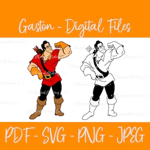 Gaston (Die Schöne und das Biest) Digitale Dateien - SVG/PDF/PNG/Jpeg - Bösewicht Malvorlagen/Kindermalvorlagen