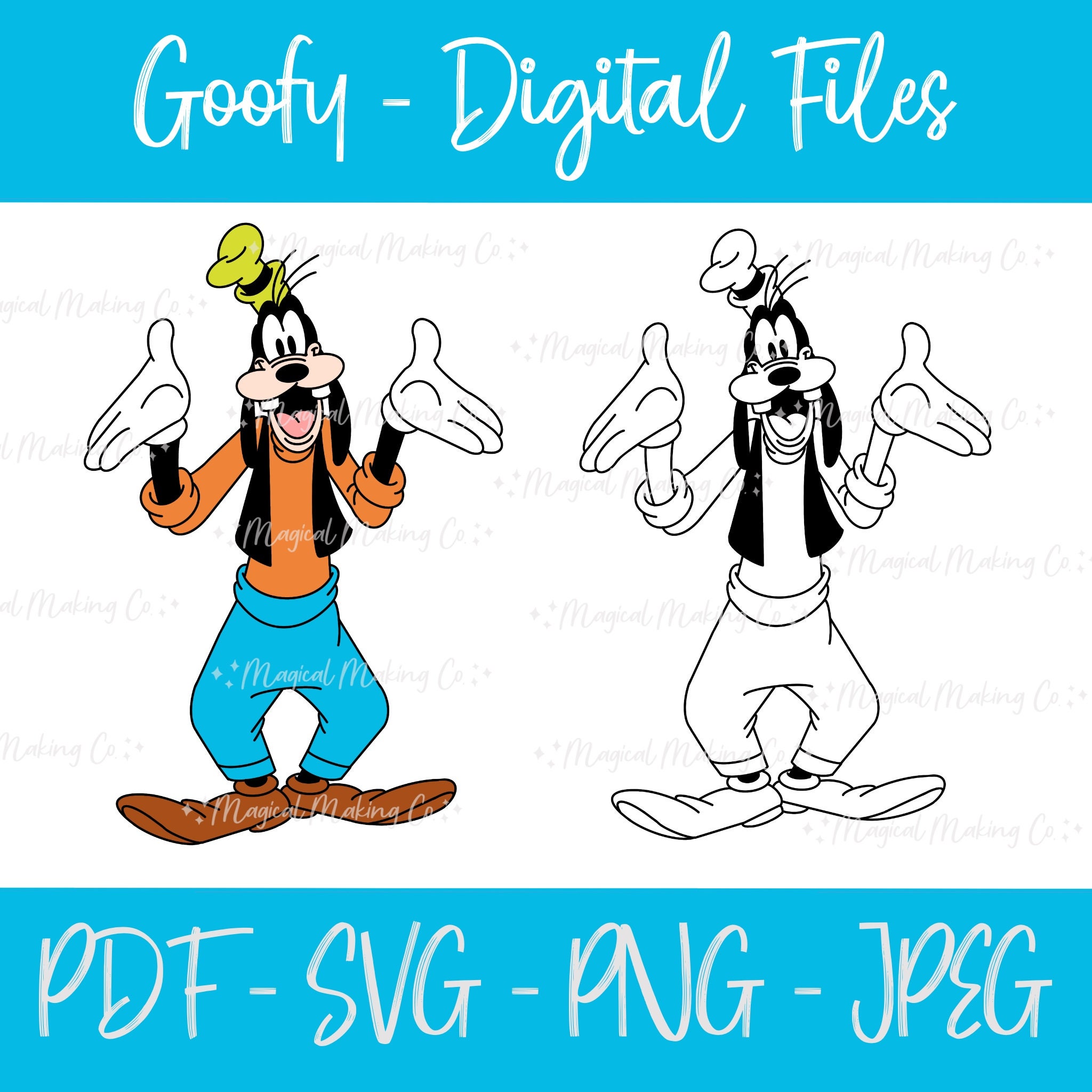 グーフィー デジタル ファイル - SVG/PNG/PDF/Jpeg - 子供向けの塗り絵