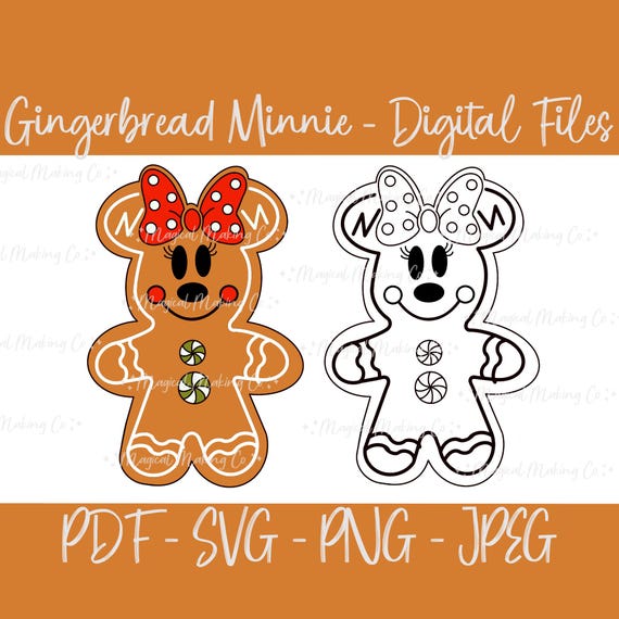 Minnie Mouse Gingerbread Digital Files - Svg/pdf/png/jpeg