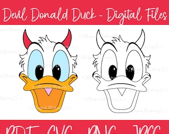 Devil Donald Duck Digital Files - SVG/PDF/PNG/Jpeg - Halloween Coloring Pages/Kids Coloring Pages