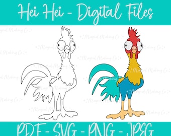 Hei Hei (Moana) Digital Files - SVG/PDF/PNG/Jpeg - Kids Coloring Pages