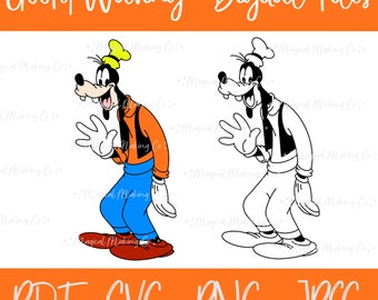 Goofy Waving Digital Files - SVG/PNG/PDF/Jpeg - Mickey and Friends Coloring Pages/Kids Coloring Pages
