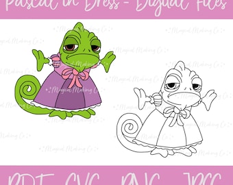Pascal In Dress (Tangled) Digital Files - SVG/PDF/PNG/Jpeg - Kids Coloring Pages/Princess Coloring Pages