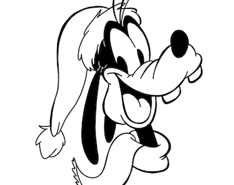 Santa Goofy Digital Files - SVG/PDF/PNG/Jpeg - Christmas Coloring Pages