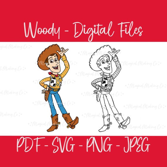 File digitali di Woody (Toy Story) SVG/PDF/PNG/JPeg Pagine da