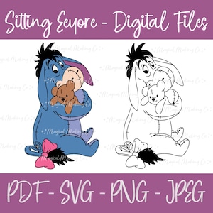 Sitting Eeyore (The Many Adventures of Winnie the Pooh) Digital Files - SVG/PDF/PNG/Jpeg - Winnie the Pooh Coloring Pages/Kids Coloring Page