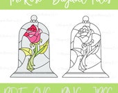 Enchanted Rose (Beauty and the Beast) Digital Files - SVG/PNG/PDF/Jpeg - Kids Coloring Pages/Princess Coloring Pages