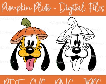 Pumpkin Pluto Digital Files - SVG/PDF/PNG/Jpeg - Halloween Coloring Pages/Kids Coloring Pages