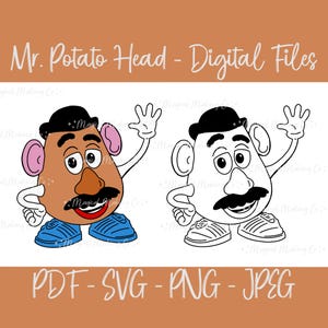 Mr. Potato Head (Toy Story) Digital Files - SVG/PDF/PNG/JPeg - Kids Coloring Pages