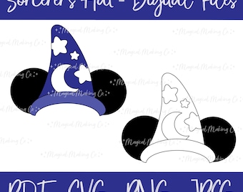 Sorcerer's Hat (Fantasia and Fantasia 2000) Digital Files - SVG/PDF/PNG/Jpeg - Kids Coloring Pages