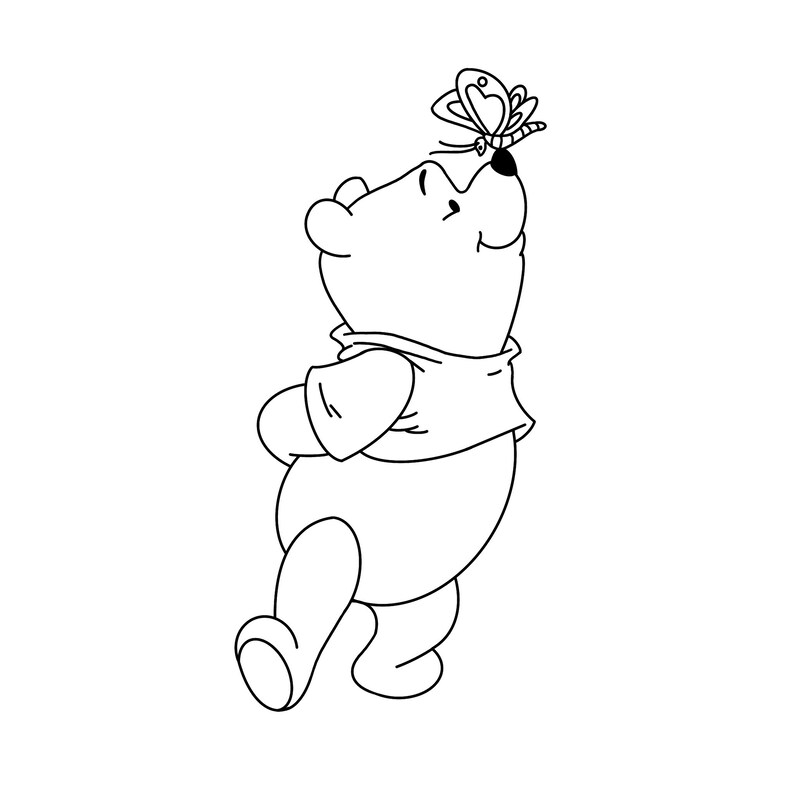 Winnie the Pooh With Butterfly Digital Files - Etsy