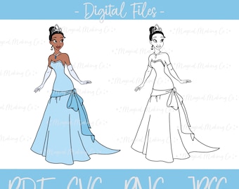 tiana blue dress prom Princess Tiana - Blue Dress (the Princess and the Frog) Digital Files -  Svg/pdf/png/jpeg - Princess Coloring Pages