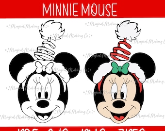 Christmas Hat Minnie Mouse Digital Files - SVG/PDF/PNG/Jpeg - Christmas Coloring Pages