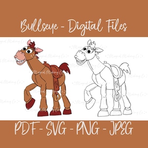 Bullseye (Toy Story 2) Archivos digitales - SVG/PDF/PNG/JPeg - Páginas para colorear para niños