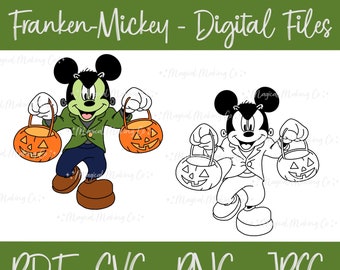Franken-Mickey (Halloween) Digital Files - SVG/PNG/PDF/Jpeg - Halloween Coloring Pages
