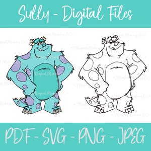 Sully (Monsters Inc.) Digital Files - SVG/PNG/Jpeg/PDF - Kids Coloring Pages/ Pixar Coloring Pages