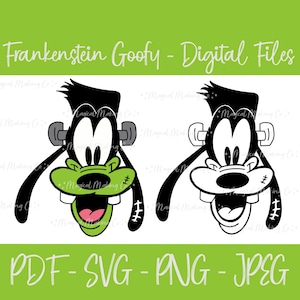 Frankenstein Goofy Digital Files - SVG/PDF/PNG/Jpeg - Halloween Coloring Pages/Kids Coloring Pages