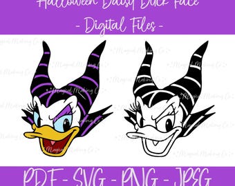 Halloween Daisy Duck Face Digital Files - SVG/PDF/PNG/Jpeg - Halloween Coloring Pages/Kids Coloring Pages