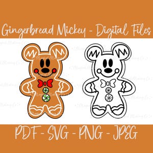 Weihnachten Micky Maus Lebkuchen Digitale Dateien - SVG/PDF/PNG/Jpeg - Weihnachten Malseiten