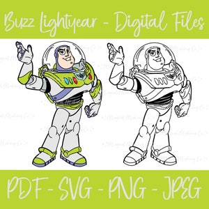 Buzz Lightyear (Toy Story) Digital Files - SVG/PNG/PDF/Jpeg - Kids Coloring Pages/Pixar Coloring Page