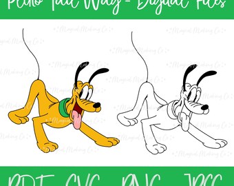 Pluto Tail Wagging Digital Files - SVG/PDF/PNG/Jpeg - Mickey and Friends Coloring Pages/Kids Coloring Pages