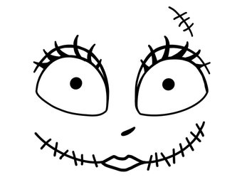 Sally Face Digital Files (The Nightmare Before Christmas) - PDF/PNG/SVG/Jpeg - Halloween Coloring Pages, Pumpkin Carving Stencil