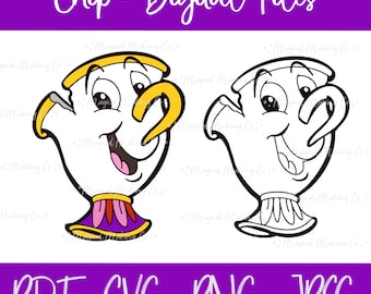 Chip (Beauty and the Beast) Digital Files - SVG/PNG/PDF/Jpeg - Kids Coloring Pages