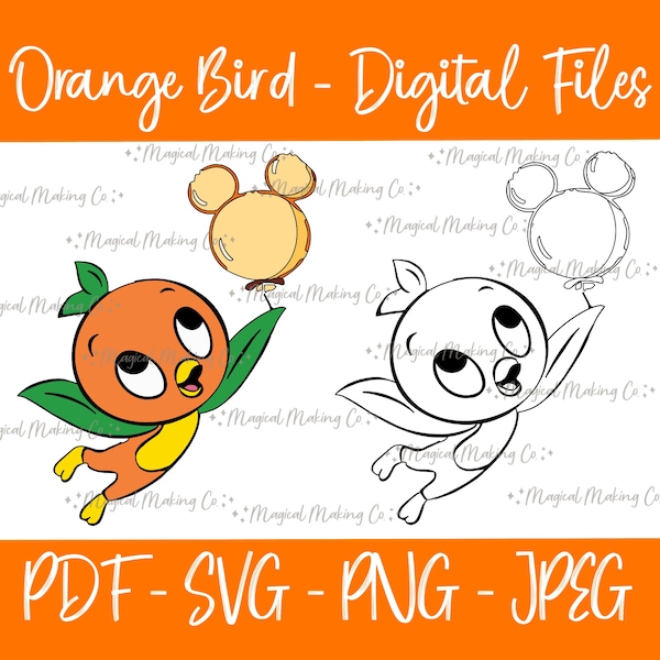Orange Bird (Sunshine Tree Terrace) Digital Files - SVG/PNG/PDF/JPeg - Kids Coloring Pages
