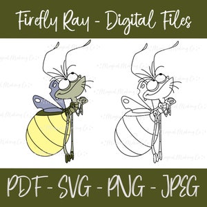 Ray the Firefly (Princess and the Frog) Digital Files - SVG/PDF/PNG/Jpeg - Princess Coloring Page