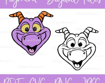 Figment Head (Journey Into Imagination - EPCOT) Digital Files - SVG/PDF/Png/Jpeg - Kids Coloring Page/Theme Park Coloring Page