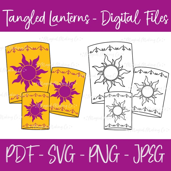 Tangled Lanterns (Tangled) Digital Files - SVG/PDF/PNG/Jpeg - Princess Coloring Pages/Kids Coloring Pages