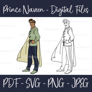 Prince Naveen (The Princess and the Frog) Digital Files - SVG/PNG/PDF/Jpeg - Princess Coloring Pages