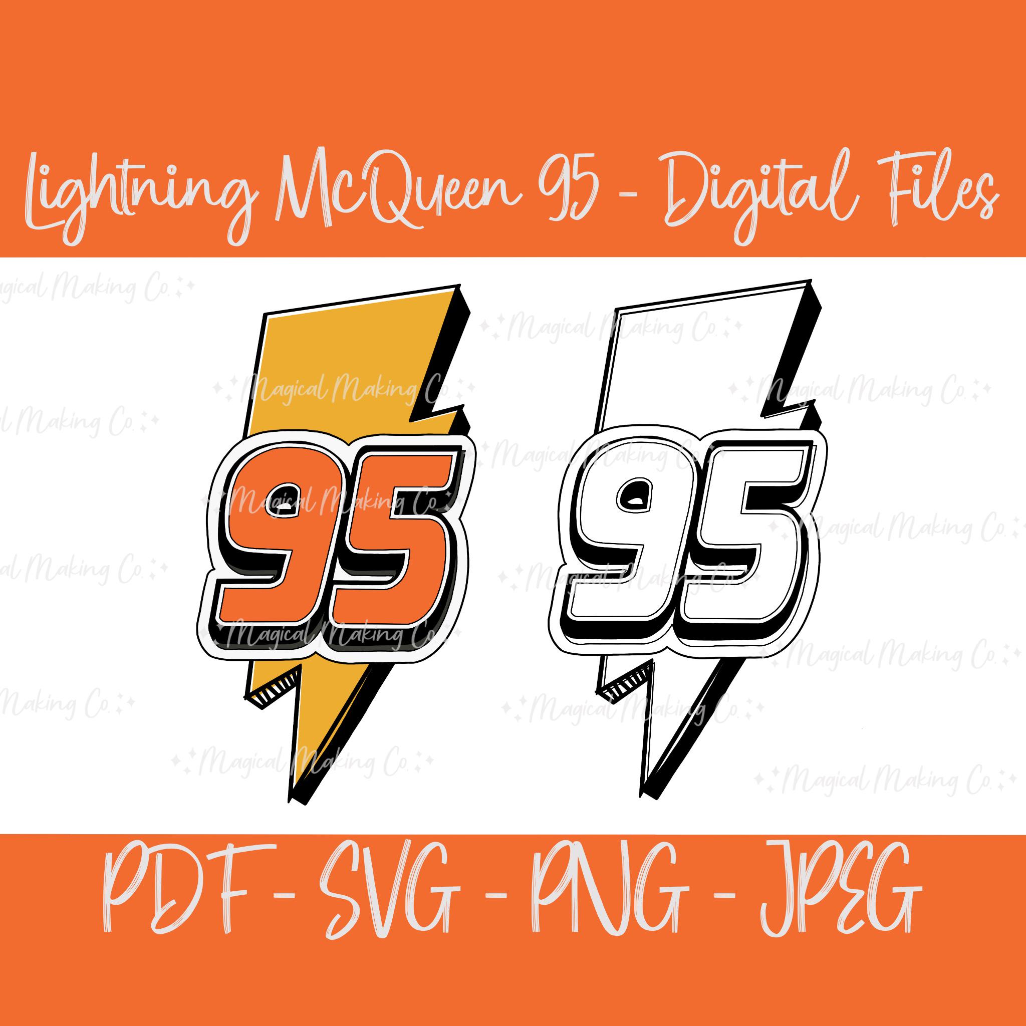 Lightning McQueen 95 Cars Digital Files SVG PDF PNG JPeg Kids Coloring Pages Pixar Coloring Pages