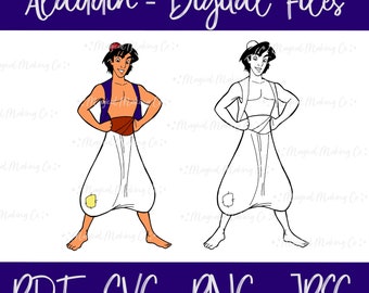 Aladdin Digital Files - SVG/PDF/PNG/Jpeg - Kids Coloring Page/Princess Coloring Page