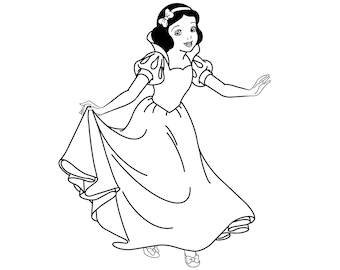 Snow White (Snow White and the Seven Dwarfs) Digital Files - SVG/PDF/PNG/JPeg - Princess Coloring Pages