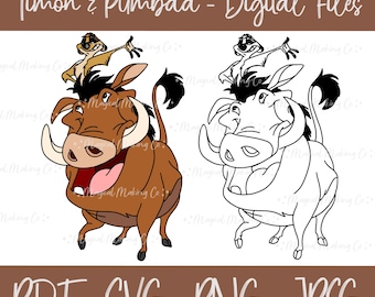 Timon and Pumbaa (The Lion King) Digital Files - SVG/PDF/PNG/JPeg - The Lion King Coloring Pages/Kids Coloring Pages