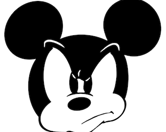 Angry Face Mickey Mouse Digital Files - SVG/PDF/PNG/Jpeg - Kids Coloring Pages
