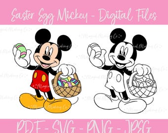 Easter Egg Mickey Digital Files - SVG/PNG/PDF/JPeg - Kids Coloring Pages/Easter Coloring Pages