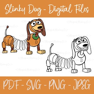 Slinky Dog (Toy Story) Pliki cyfrowe - SVG/PDF/PNG/Jpeg - Kolorowanki dla dzieci