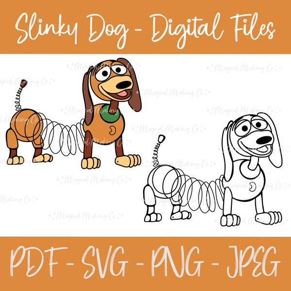 File digitali Slinky Dog (Toy Story) - SVG/PDF/PNG/Jpeg - Pagine da colorare per bambini