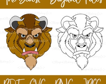 The Beast (Beauty and the Beast) Digital Files -  SVG/PDF/PNG/Jpeg - Kids Coloring Pages/Princess Coloring Pages