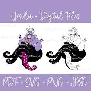Ursula (The Little Mermaid) Digital Files - SVG/PDF/PNG/Jpeg - Villain Coloring Pages/Kids Coloring Pages
