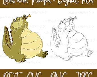 Louis with Trumpet (The Princess and the Frog) Digital Files - SVG/PDF/PNG/Jpeg - Princess Coloring Pages
