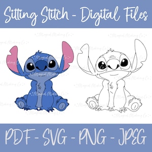 Sitting Stitch (Lilo and Stitch) Digital Files - SVG/PDF/PNG/JPeg- Kids Coloring Pages