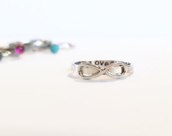 Infinity knot, Love knot, personalized ring, birthstone ring, love ring, name ring, personalized infinity ring,stamped ring,anniversary ring