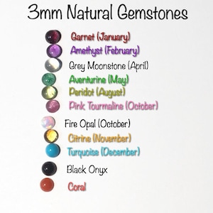 3mm Semi Precious Gemstone, Birthstone Ring Addition, Amethyst, Ruby, Turquoise