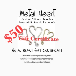 50 USD gift card,gift certificate,last minute,custom gift,present,gift for her,gift for him,50 gift card,gift under 50,MetalHeart gift card