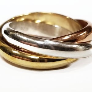 Rolling ring,intertwined ring,Russian wedding ring,chunky ring,mixed metal ring,thick rolling ring,thumb ring,thick mens ring,infinity ring